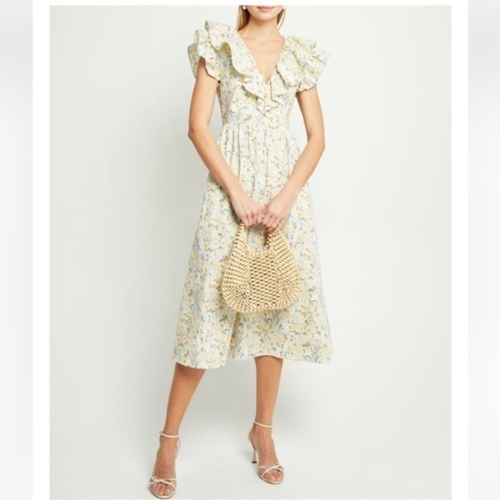 OPT Kate ruffle cotton Midi Dress